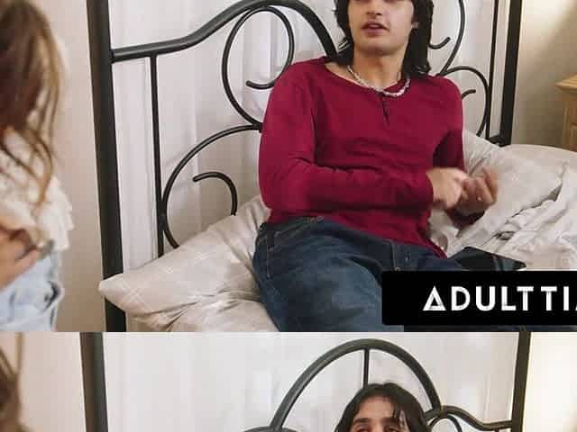 ADULT TIME - Sexy Chick Gizelle Blanco Caught Virgin Stepbro Screwing Sex Toy! Suggests Her Twat Instead