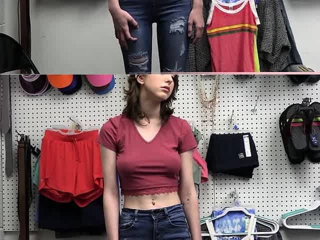 Skinny teen caught stealing and fucked