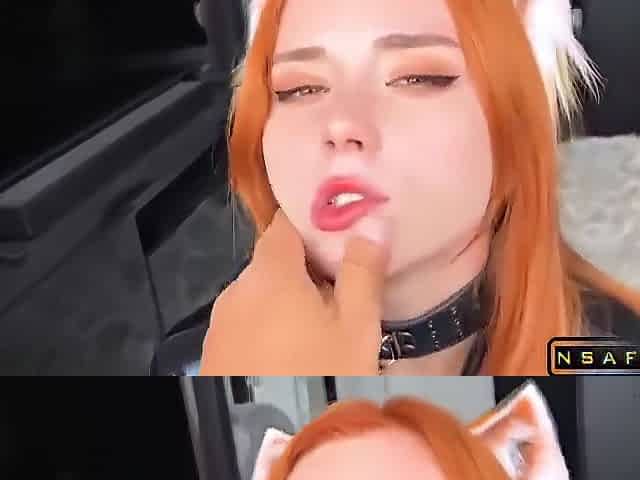 Foxy Stepsister In A Collar Deep Sucking