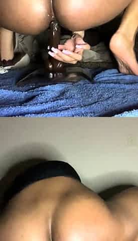 Double dildo riding and fucking