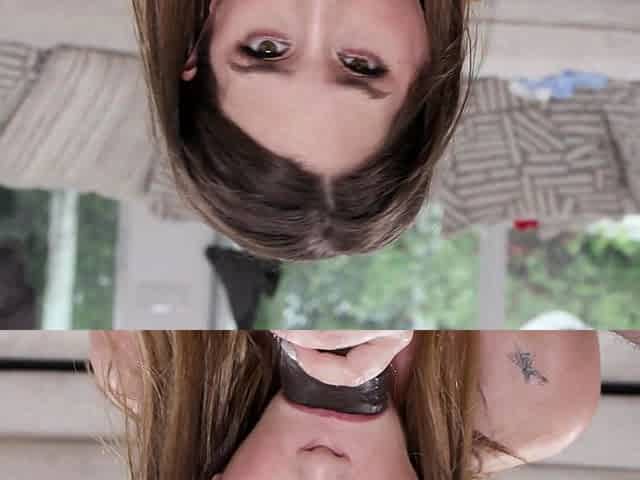 Brunette wife with big boobs gives blowjob