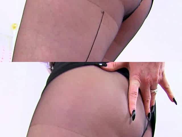 British milf Red looks very sexy in tights