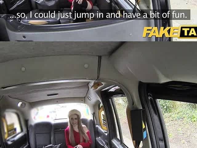 Fake Taxi Tiny golden-haired takes sex toy and dong in backseat