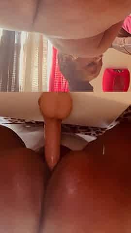 Phat pussy riding big dildo