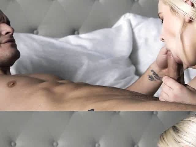 Amateur Blonde Blowjob handjob and cumshot