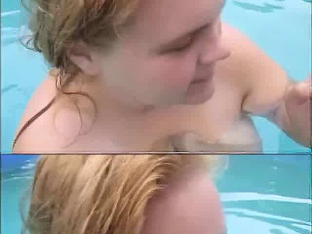 Sucking Smooth Dick in Pool & Swallowing Cum Load