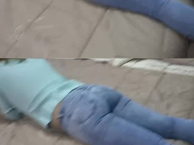 Stepmom gets on all fours, I pull down her jeans and that babe asks me to put it in her butt