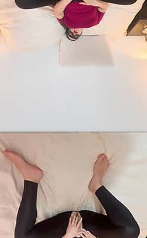 Masturbating in front of my husband's boss! I love feeling like a slut while my cuckold husband works!!