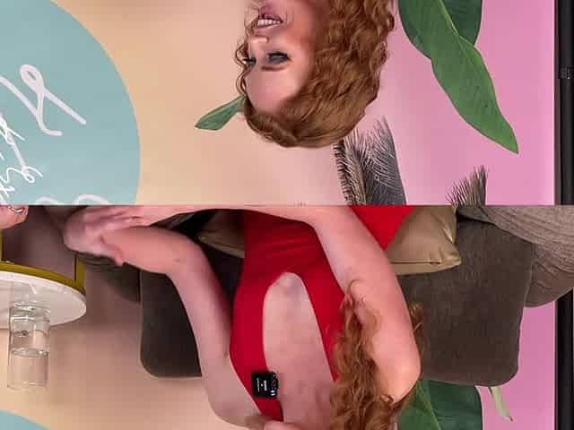 Lewd redhead cums hard on a large rod
