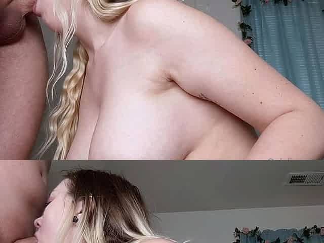 Lapdance and blowjob made by BIG boobs blonde