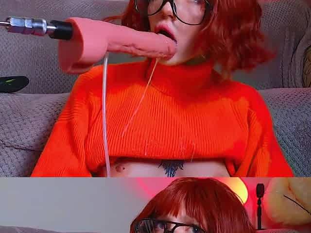 Velma is draining your Balls - Smutty and Sloppy Oral pleasure with a Screwing Machine