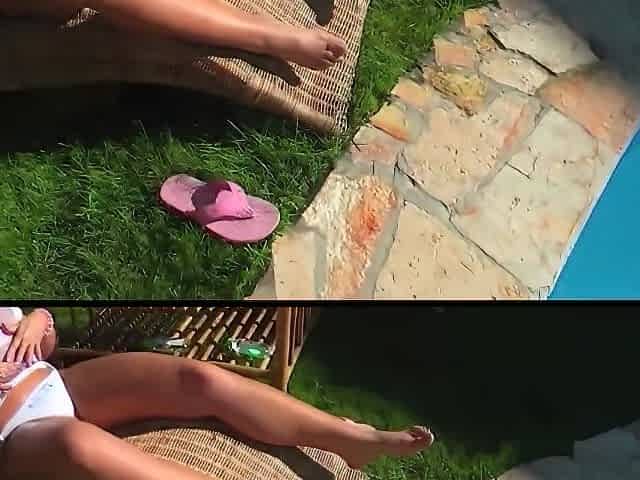 Blonde Slut With Big Tits Masturbates And Has Sex In The Pool - Sarah Simon