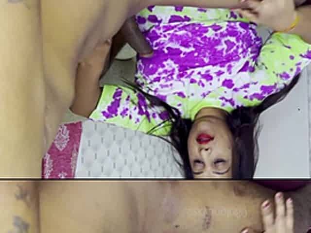 The boy fucked the fat woman and put his penis in her ass.