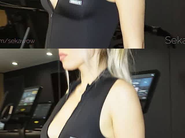 Fitness cutie screws after working out in the gym