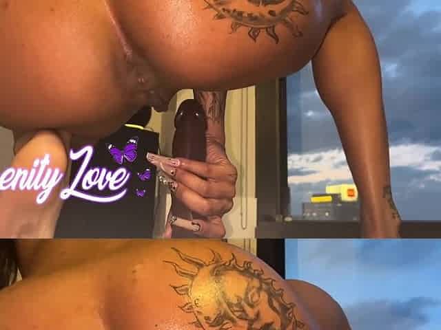 Tiny Black Love Creaming and Riding Her Sex-toy