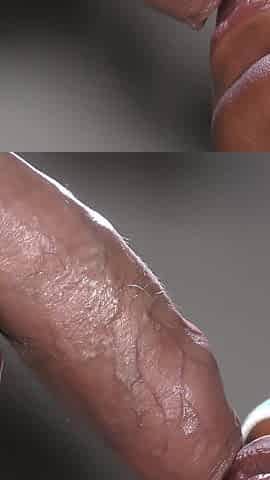 Ebony Mouth Makes Big White Cock Jerk a Massive Load of Cum