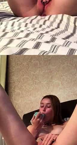 Solo toy masturbation with lonely girl