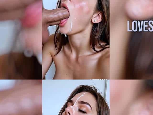 Brunette Struggles and Drools Huge Cock (AI gen)