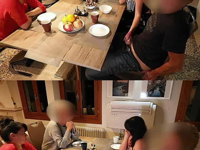 PUBLIC EXTRAORDINARY! HAWT PENIS MADE TO CUM UNDERNEATH THE TABLE