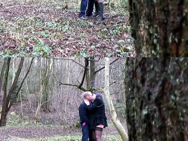 Amateur with Glasses Outdoor Blowjob Facial