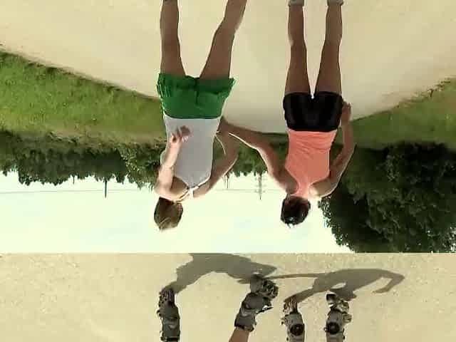 Nice lesbo leads her companion to some joy outdoor activities