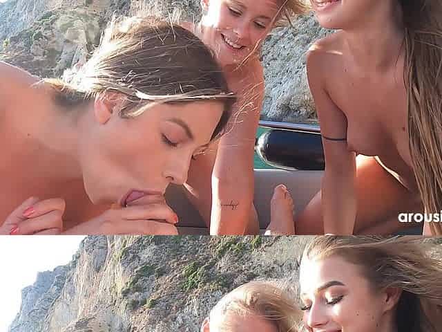 Doggystyle threesome with two italian hotties