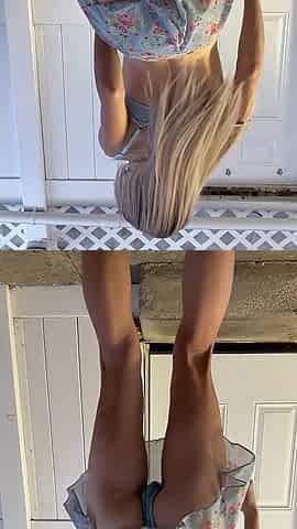 POV Petite Blonde Dances in Skirt and Strips for You