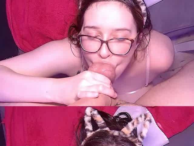 Breasty brunette hair with milky boobs gets titty drilled and balls in throat