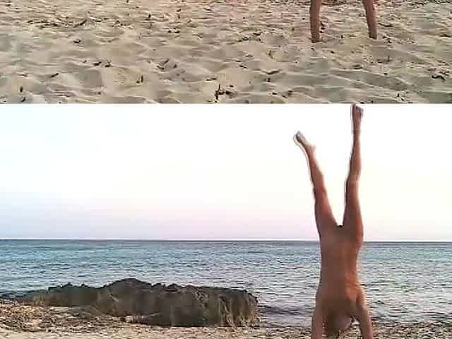 Naked Hot Pair at the beach, sex in public