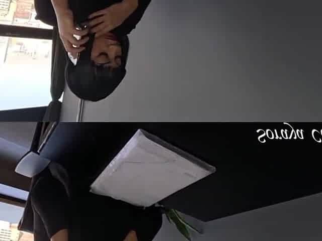 That guy arrived at the office all shy, and then this guy became all sexually excited and got a hard-on.