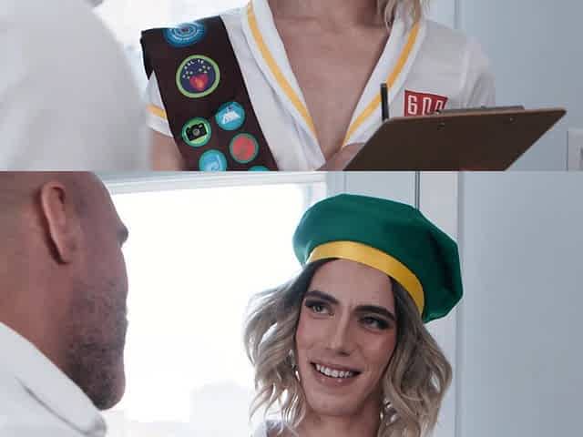 Naughty femboy dressed like a scout attire!