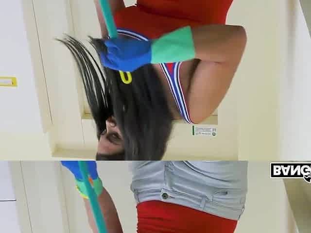 A breasty maid, gives great a bit of ass large boobs and bubble ass, great jizz flow at the end