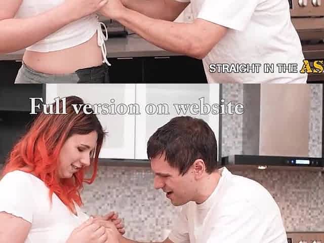 Str8 in the Booty - A Breasty Chick Gets Anal on the Kitchen Counter