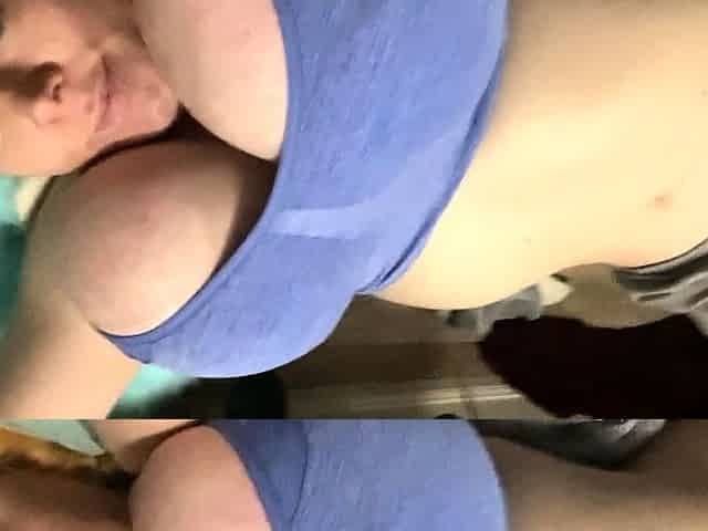 Blonde babe Kagney Karter plays with her big boobs