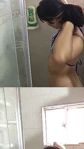 My sexually excited makes lascivious clip in the shower