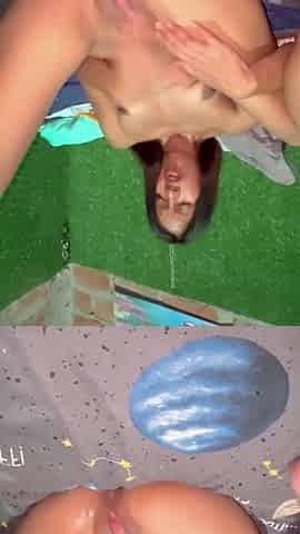 Hawt Slim Amateur Screws Her Taut Vagina and Booty With a Biggest Sextoy
