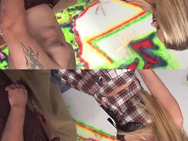 Bum eats snatch previous to screwing a blond mother I'd like to fuck in white nylons
