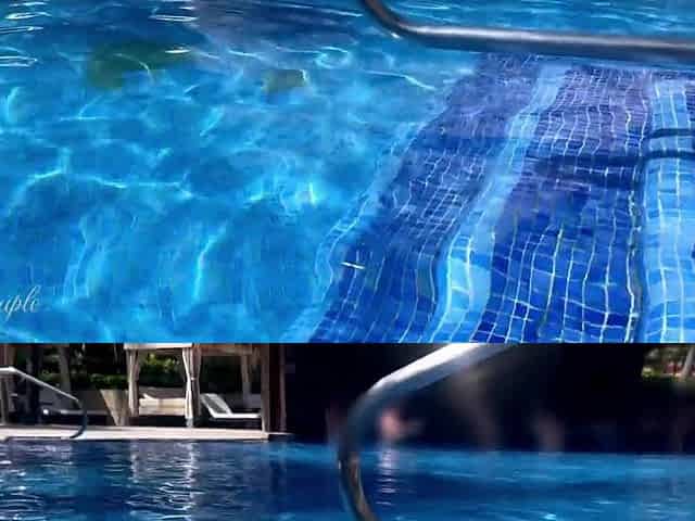 Large melons whore gives ideal tugjob in hotel pool - high risky with jizz flow in pool :P !