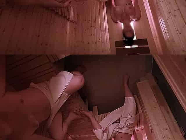 Really risky and fast fucking in a public sauna with multiple orgasms