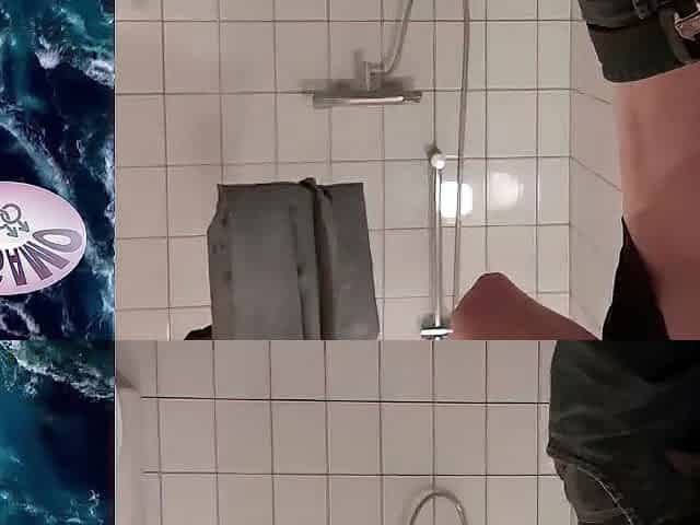 Close-up of MeMySelfAndMyOwn in the washroom stroking groaning till cuming as a quickie