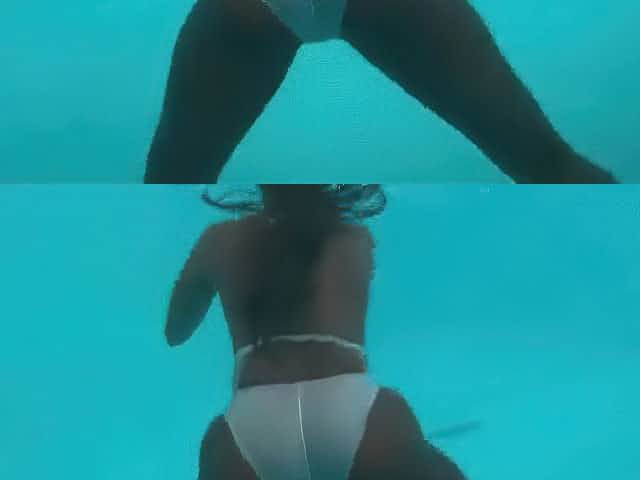 See-through White Swimsuit In Public Pool