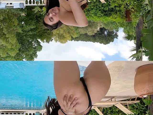 Two Big Cock Destroying Big Booty Latina by Swimming Pool