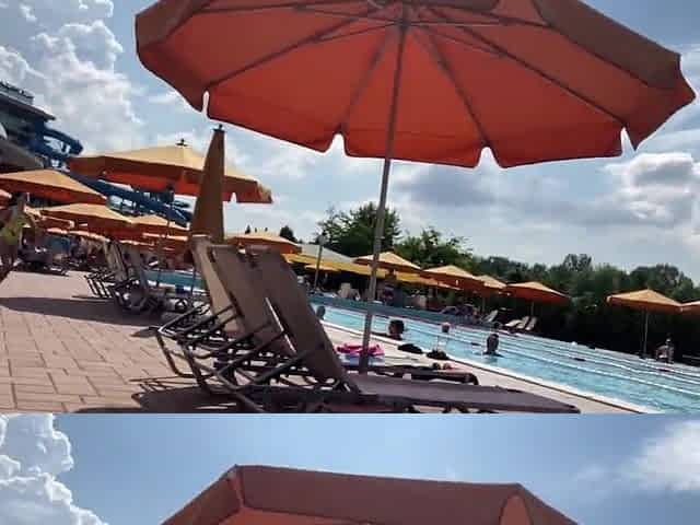 Step sisters having astonishing public sex at aquapark