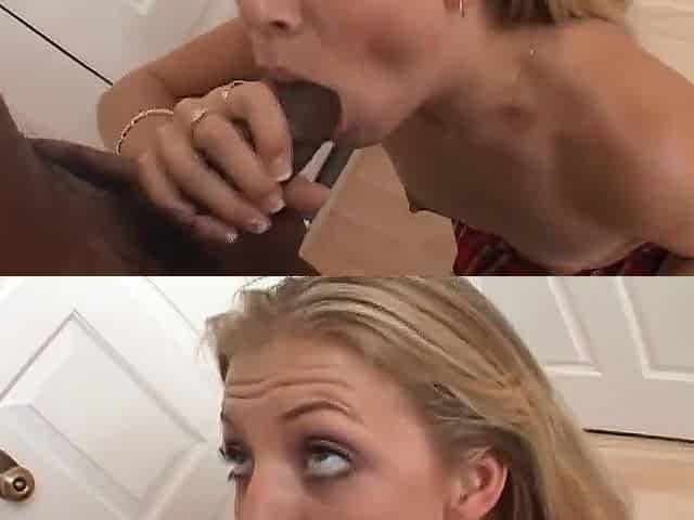 Golden-haired hottie gets drilled by 3 BBC