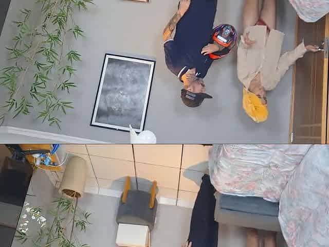 Married woman shows off to delivery guy in just her underclothing!