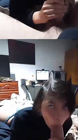 Brunette Latina socks my big white cock and I cum on her face