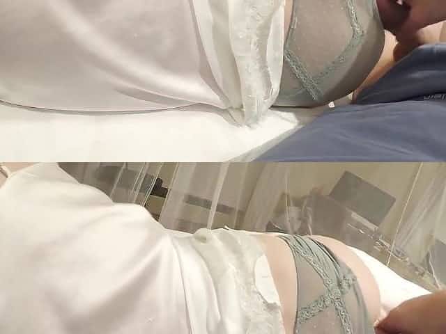 Cum on Green sheer panties with anal rubbing