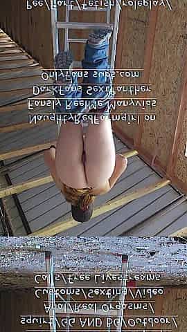 Large butt redhead get perspired working on farm and take shower