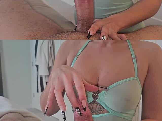 Lengthy nail teasing tugjob Halloween ???? themed nails
