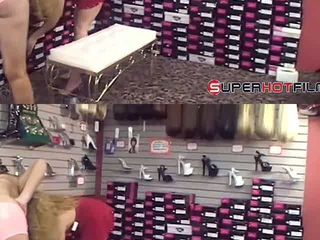 Hot Threesome Inside Local Adult Sex Shop